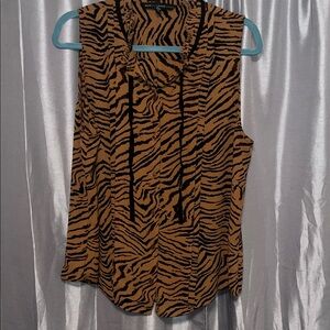White House Black Market Brown and Black Animal Print Blouse